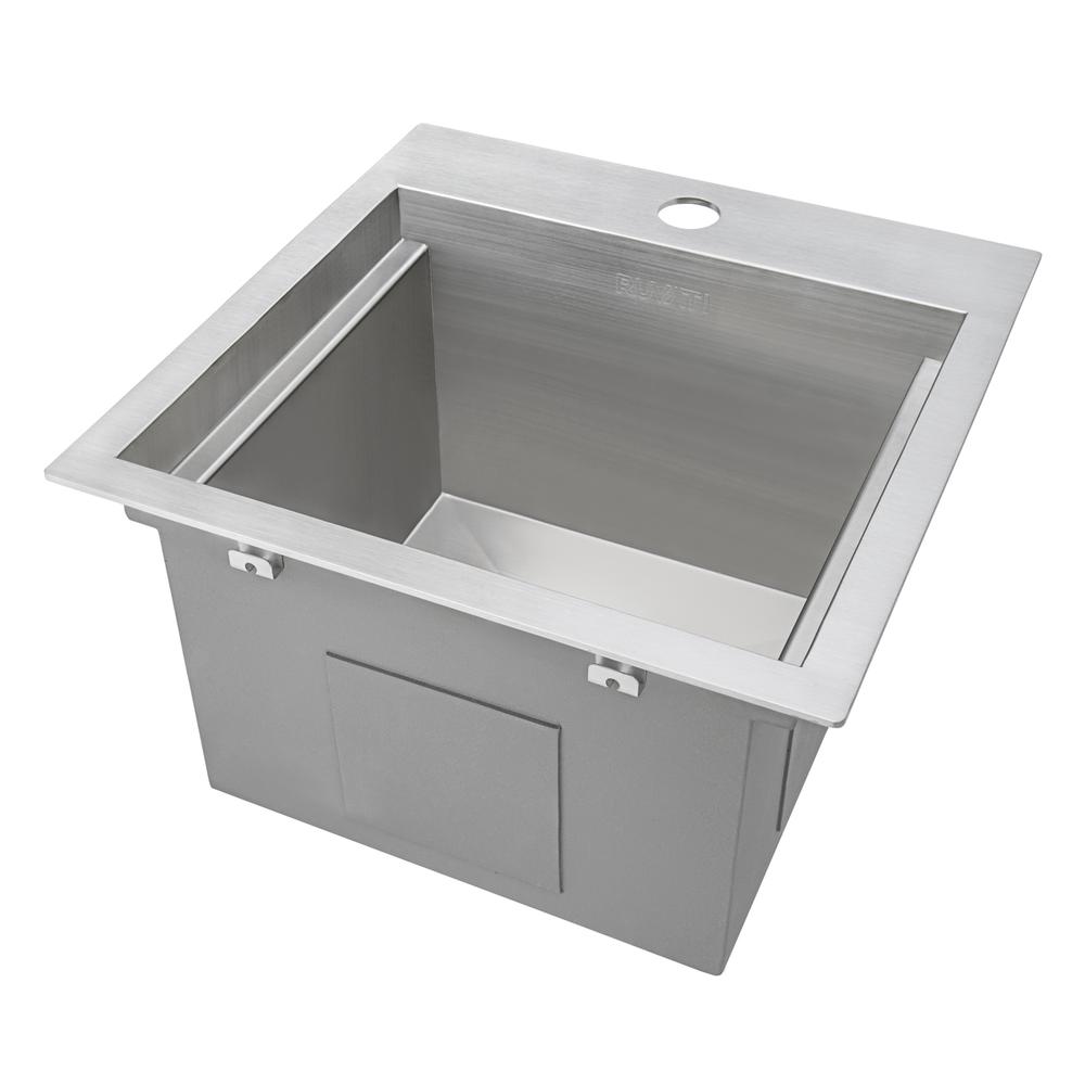 Ruvati 15 x 15 inch Workstation Drop-in Topmount Bar Prep RV Sink 16 Gauge. Picture 15
