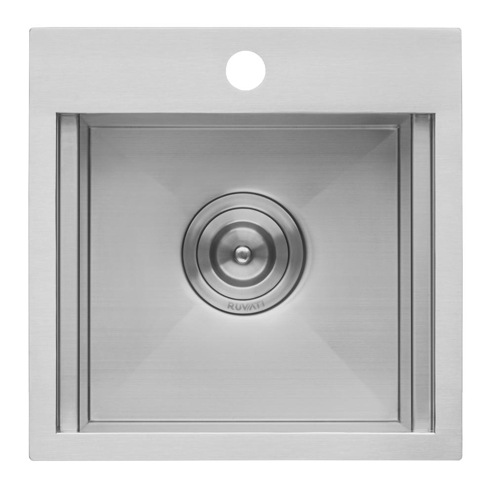 Ruvati 15 x 15 inch Workstation Drop-in Topmount Bar Prep RV Sink 16 Gauge. Picture 18