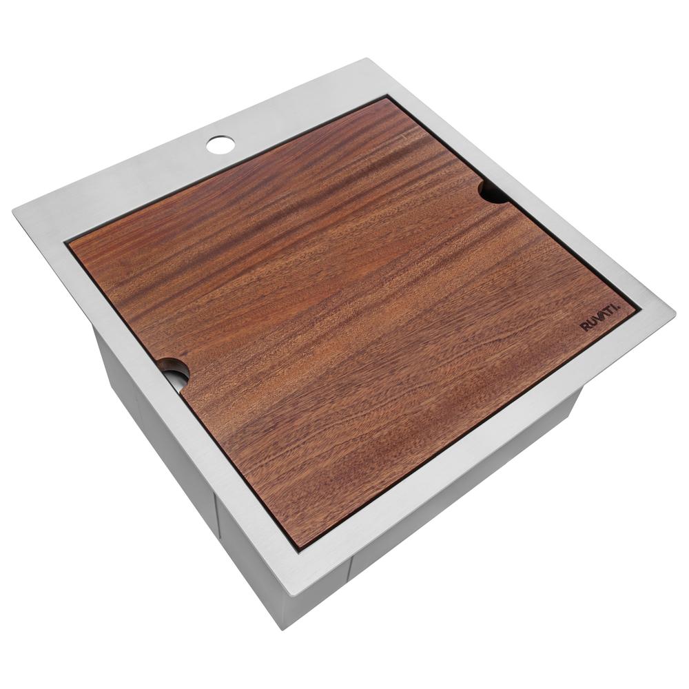 Ruvati 21 x 20 in RV Workstation Drop-in Topmount Bar Prep Kitchen Sink 16 Gauge. Picture 1