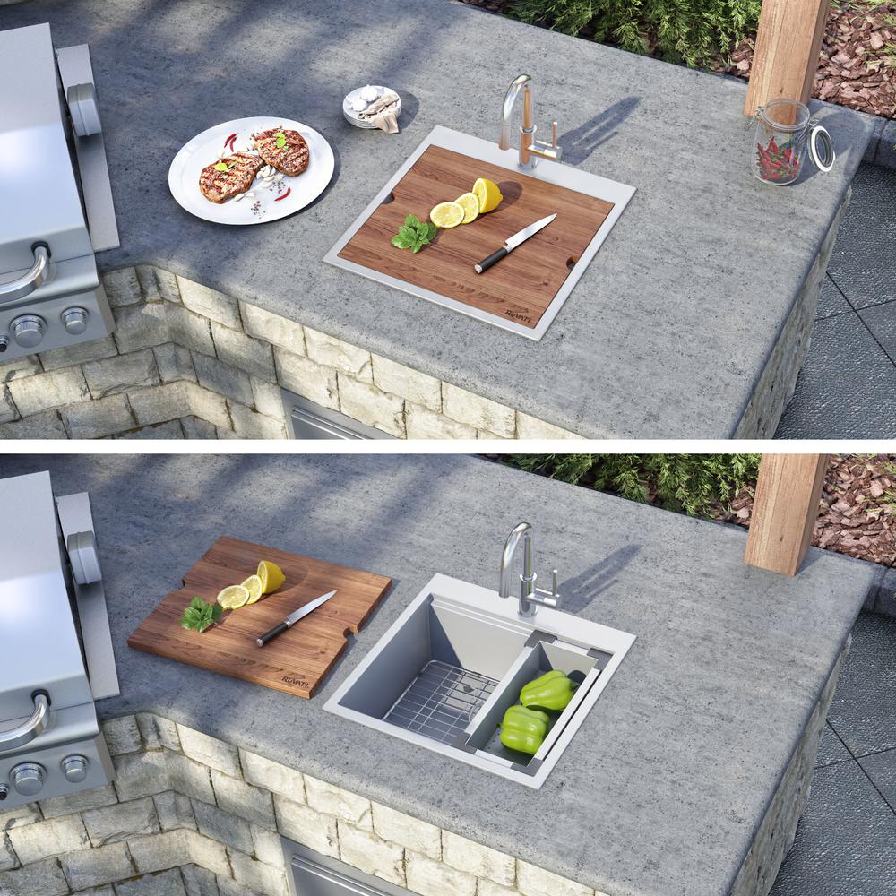Ruvati 21 x 20 in RV Workstation Drop-in Topmount Bar Prep Kitchen Sink 16 Gauge. Picture 14