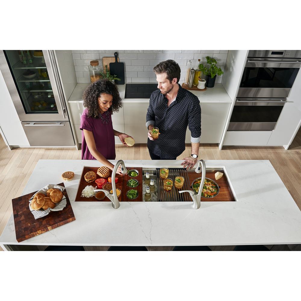 Ruvati 33-inch Workstation Two-Tiered Ledge Kitchen Sink Undermount 16 Gauge. Picture 9