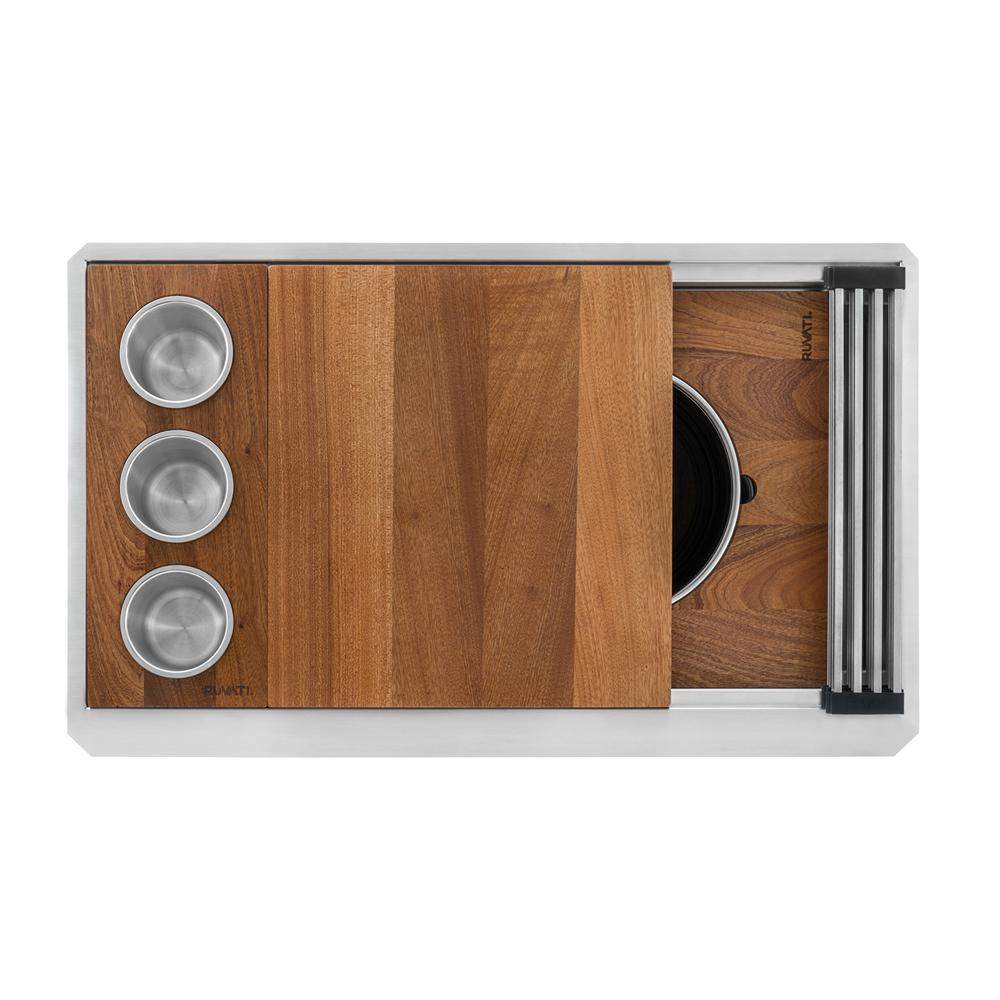 Ruvati 33-inch Workstation Two-Tiered Ledge Kitchen Sink Undermount 16 Gauge. Picture 10