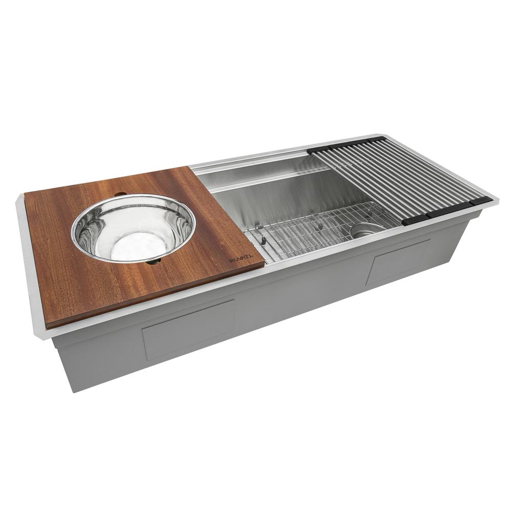 Ruvati 33-inch Workstation Two-Tiered Ledge Kitchen Sink Undermount 16 Gauge. Picture 4