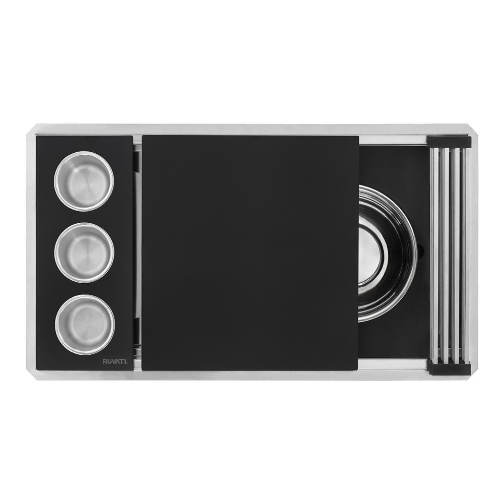Ruvati 33-inch Workstation Two-Tiered Ledge Kitchen Sink Undermount 16 Gauge. Picture 2