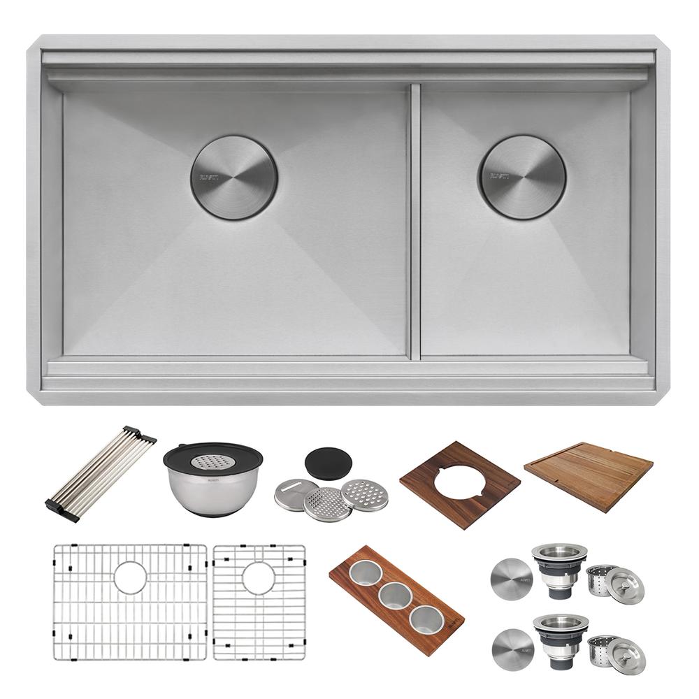 Ruvati 33-in Workstation Dual Tier 16 Gauge Kitchen Sink. Picture 6