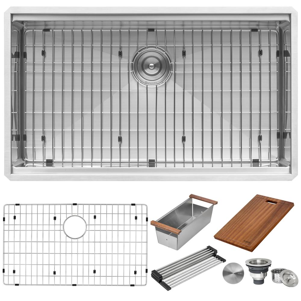 Ruvati 32-inch Workstation Ledge Undermount 16 Gauge Kitchen Sink Single Bowl. Picture 4