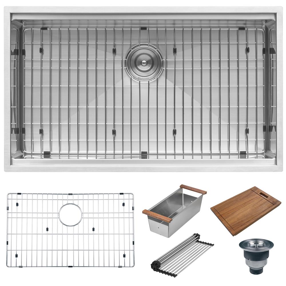 Ruvati 32-inch Workstation Ledge Undermount 16 Gauge Kitchen Sink Single Bowl. Picture 2