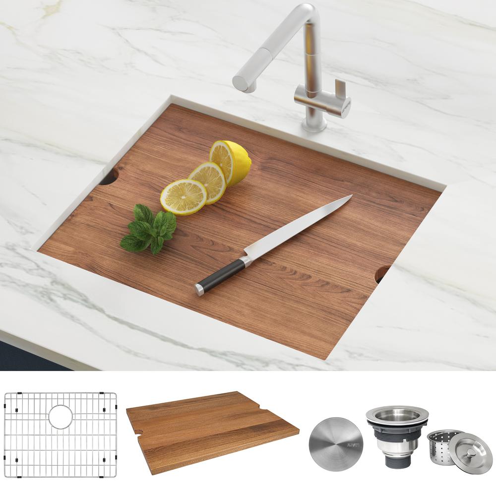 Ruvati 21" Workstation Bar Prep Sink Undermount 16 Gauge Ledge Single Bowl. Picture 11