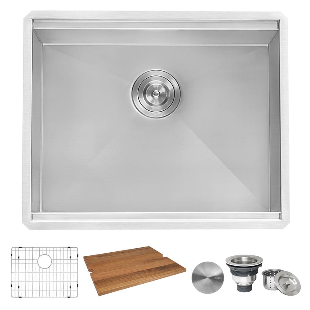 Ruvati 21" Workstation Bar Prep Sink Undermount 16 Gauge Ledge Single Bowl. Picture 8