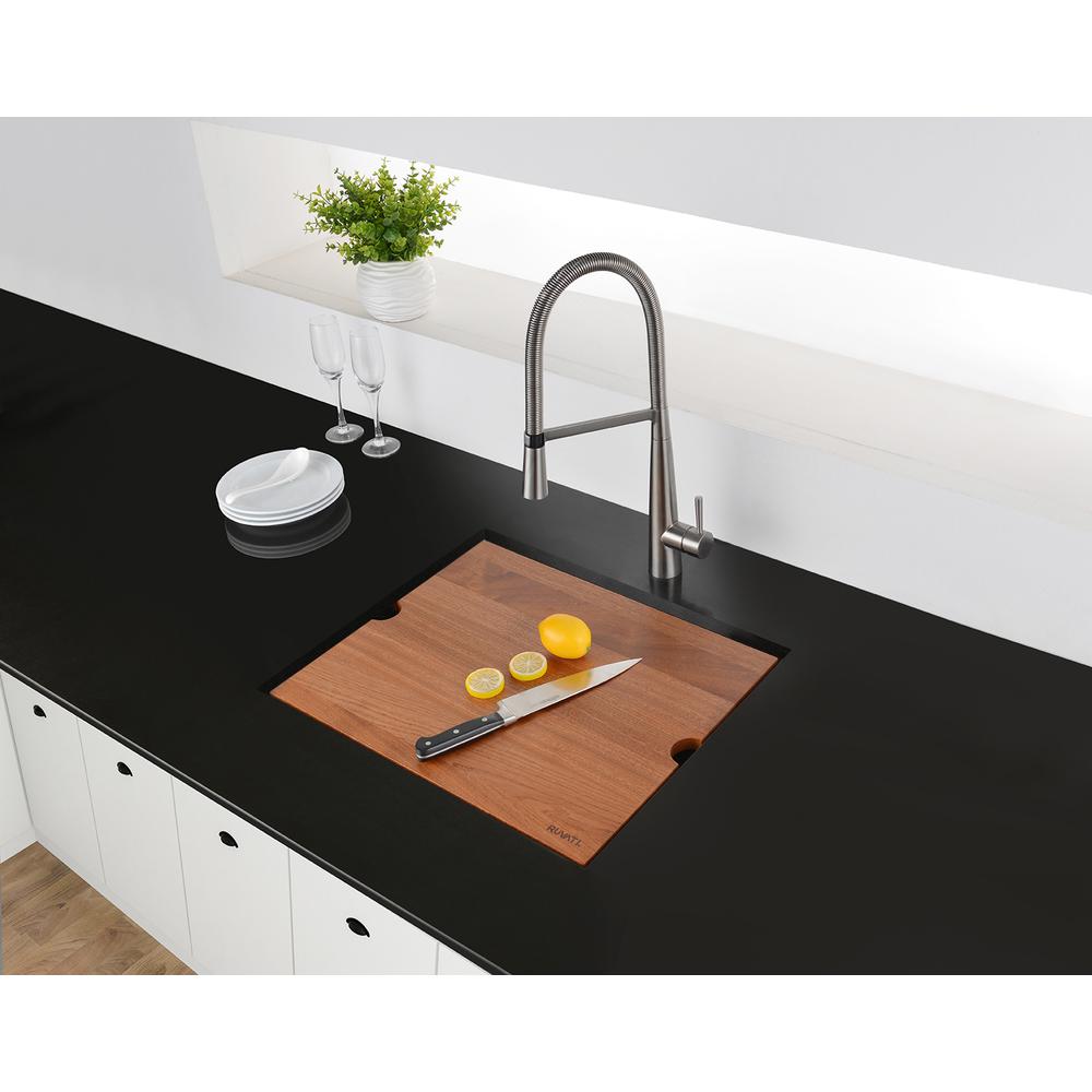 Ruvati 21" Workstation Bar Prep Sink Undermount 16 Gauge Ledge Single Bowl. Picture 15