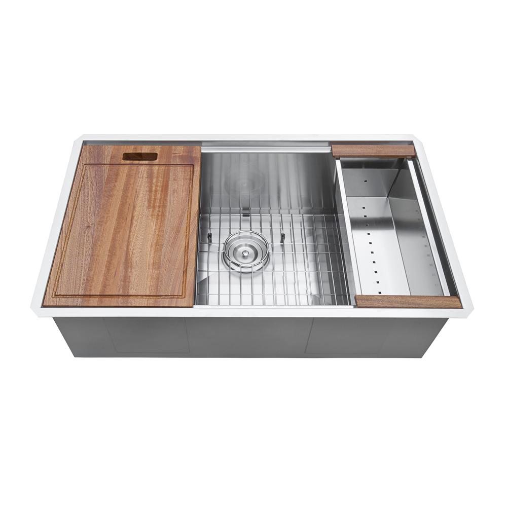 Ruvati 28-inch Workstation Ledge Undermount 16 Gauge Stainless Steel Kitchen Sink Single Bowl - RVH8309. Picture 2