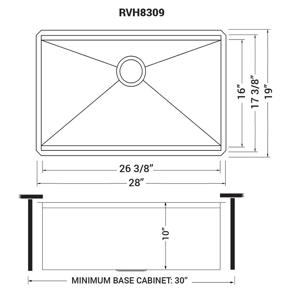 Ruvati 28-inch Workstation Ledge Undermount 16 Gauge Stainless Steel Kitchen Sink Single Bowl - RVH8309. Picture 6