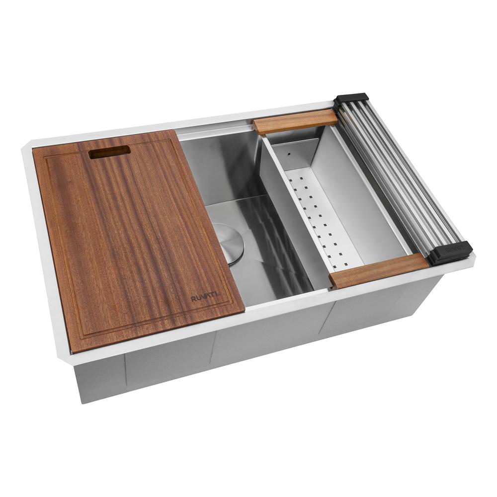 Ruvati 30-inch Workstation Ledge Undermount 16 Gauge Kitchen Sink Single Bowl. Picture 2