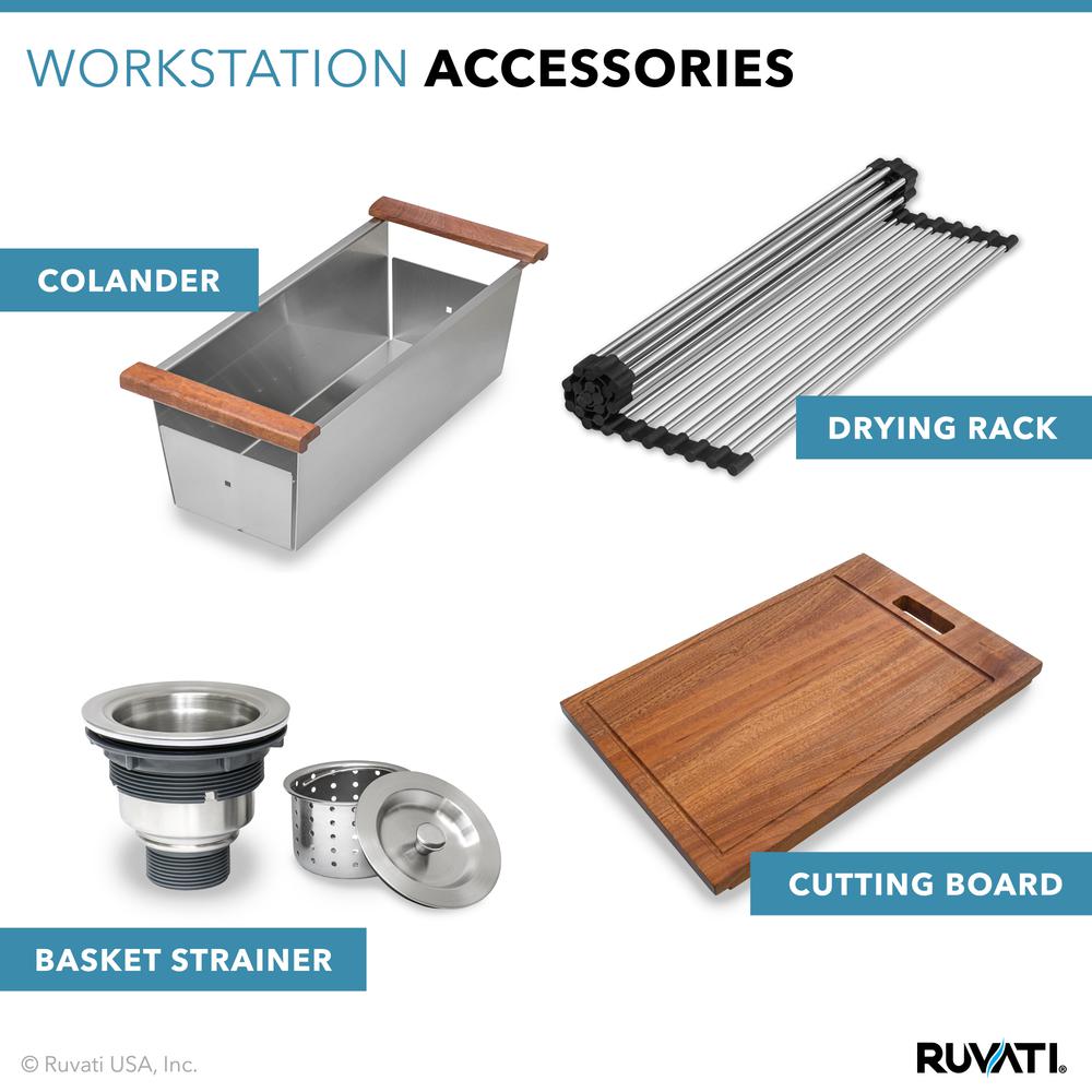 Ruvati 30-inch Workstation Ledge Undermount 16 Gauge Kitchen Sink Single Bowl. Picture 8