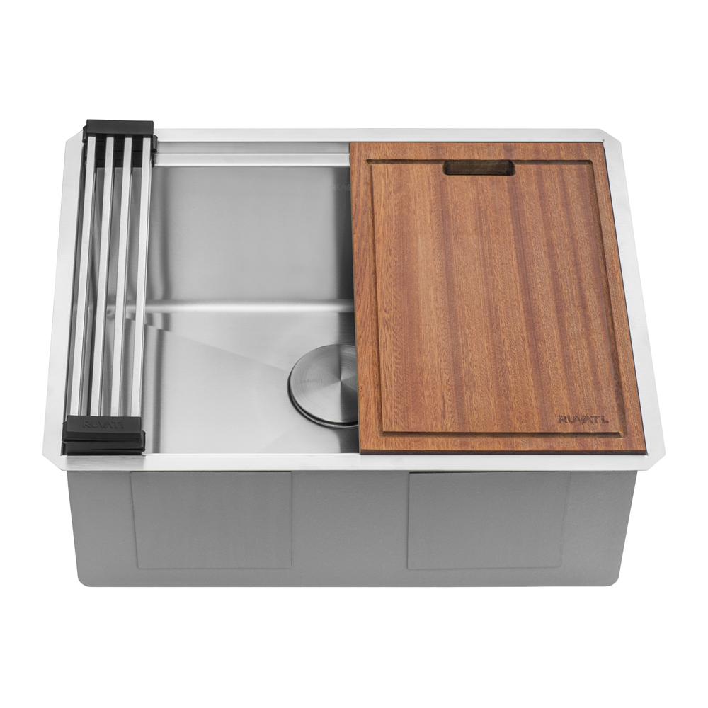 Ruvati 24-inch Workstation Undermount Ledge Kitchen Sink with Accessories. Picture 1
