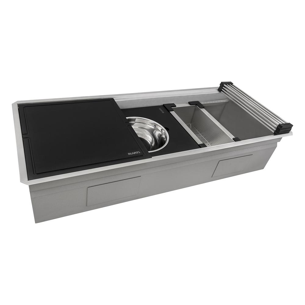 Ruvati 45-inch Workstation Two-Tiered Ledge Kitchen Sink Undermount 16 Gauge. Picture 1
