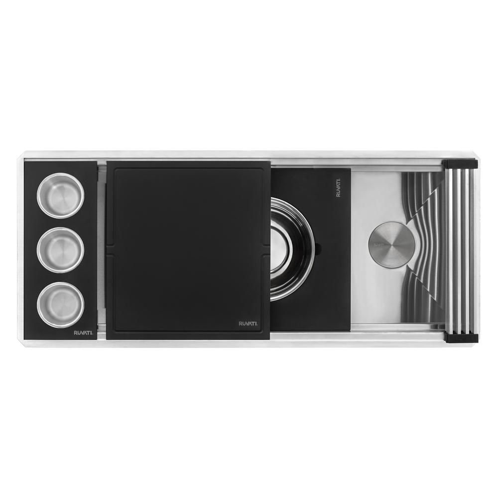Ruvati 45-inch Workstation Two-Tiered Ledge Kitchen Sink Undermount 16 Gauge. Picture 2