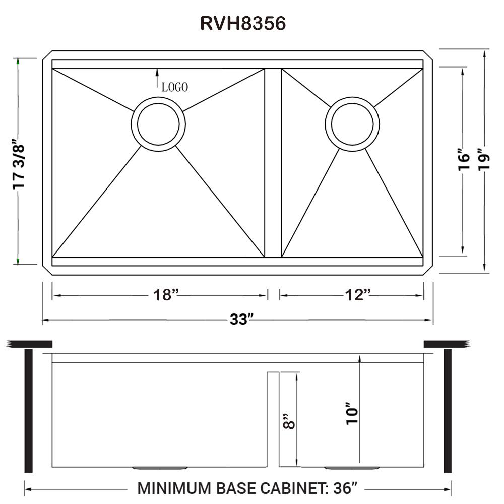 Ruvati 33in Workstation Ledge 60/40 Double Bowl Undermount 16 Gauge Kitchen Sink. Picture 2