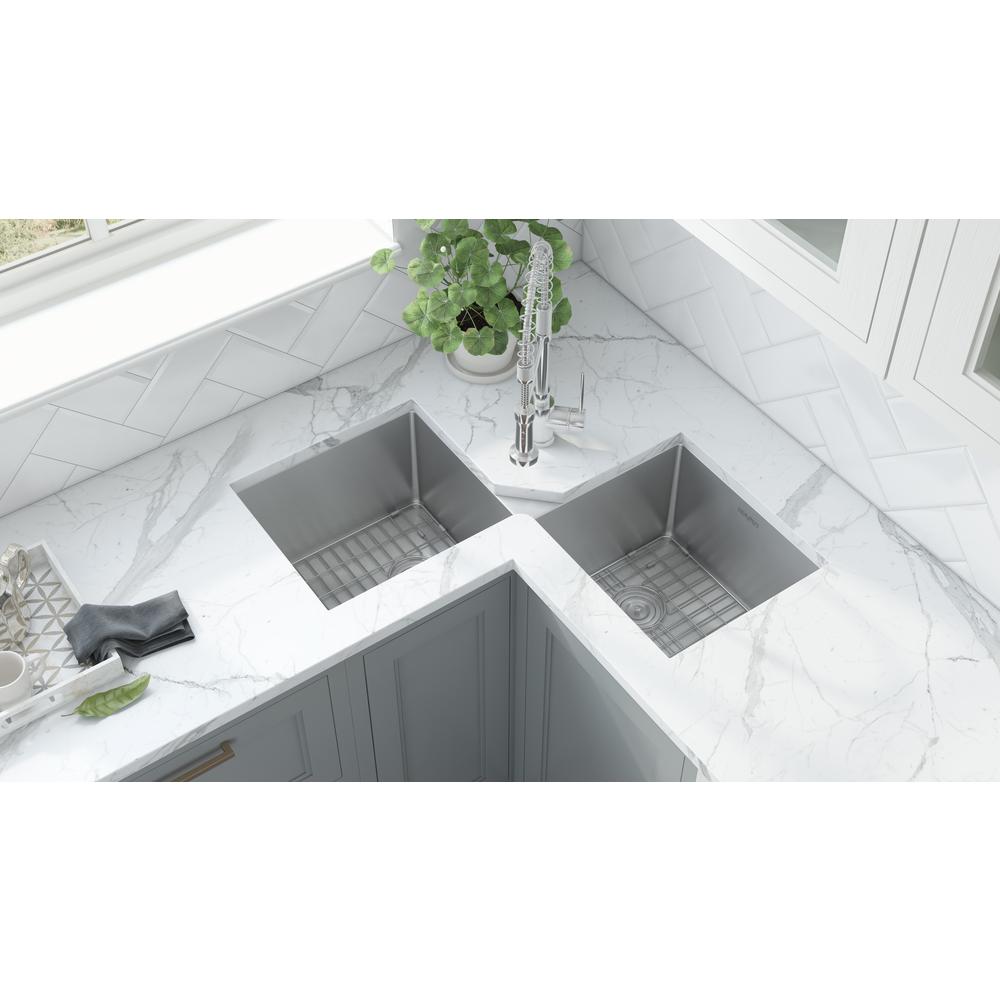 Ruvati Corner Butterfly Undermount Kitchen Sink 16 Gauge 44" Double Bowl. Picture 9
