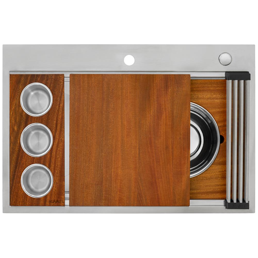 Ruvati 33 in Workstation Two-Tiered Ledge Kitchen Sink Drop-in Topmount 16 Gauge. Picture 2