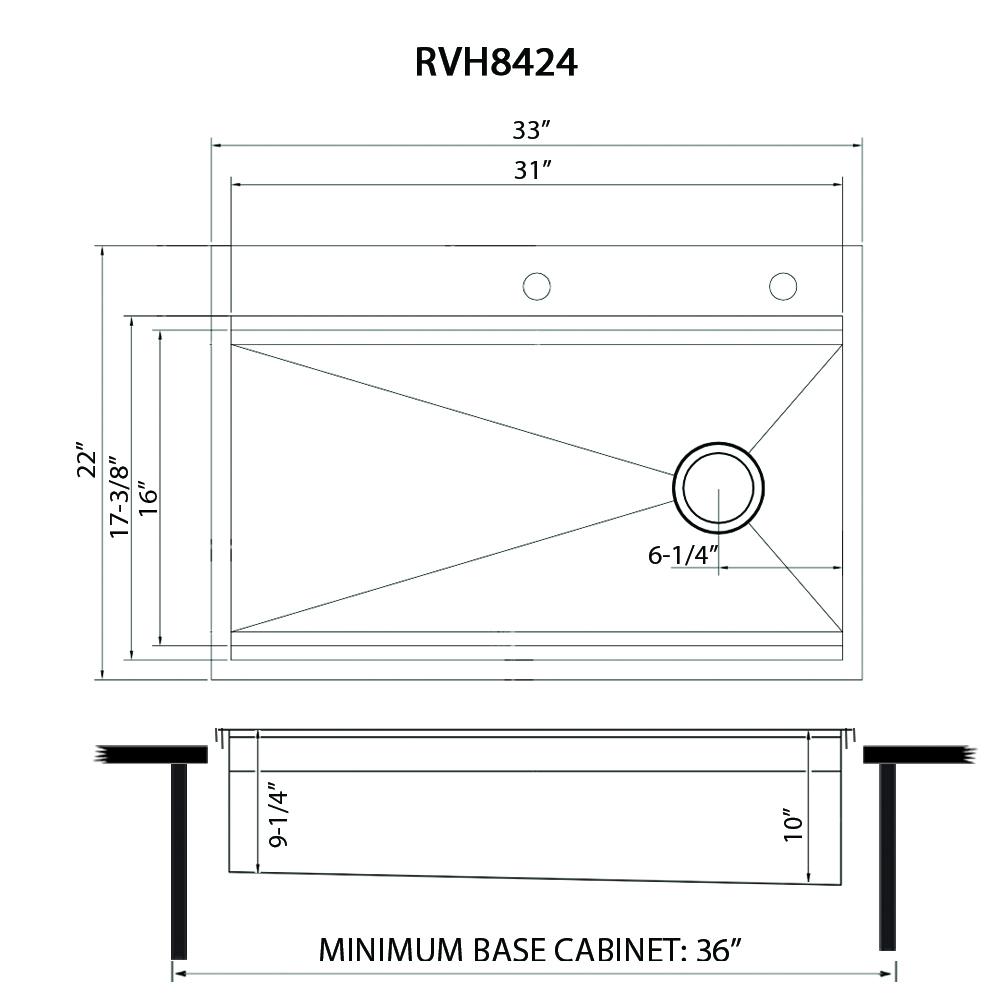 Ruvati 33 in Workstation Two-Tiered Ledge Kitchen Sink Drop-in Topmount 16 Gauge. Picture 8