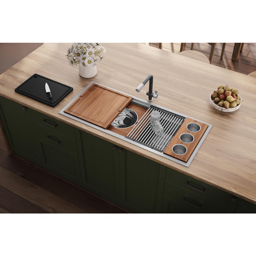 Ruvati 45 in Workstation Two-Tiered Ledge Kitchen Sink Drop-in Topmount 16 Gauge. Picture 13