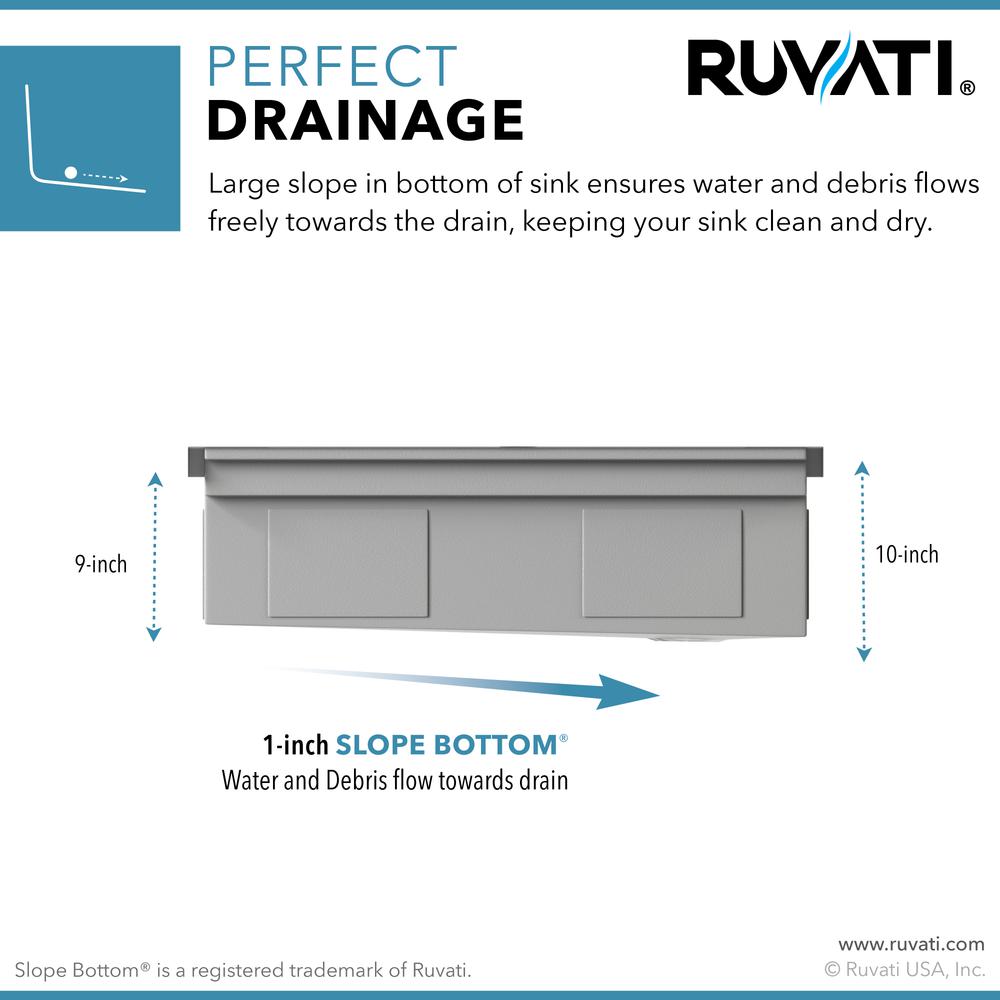 Ruvati 45 in Workstation Two-Tiered Ledge Kitchen Sink Drop-in Topmount 16 Gauge. Picture 10