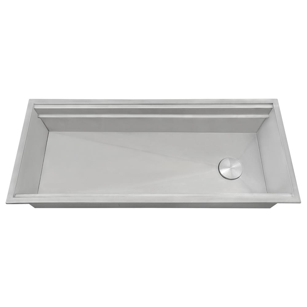 Ruvati 45 in Workstation Two-Tiered Ledge Kitchen Sink Drop-in Topmount 16 Gauge. Picture 8