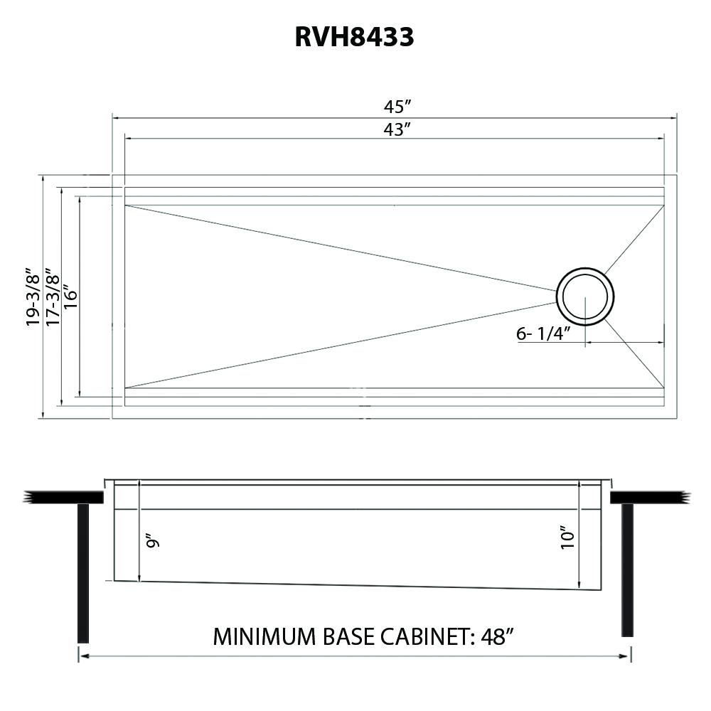 Ruvati 45 in Workstation Two-Tiered Ledge Kitchen Sink Drop-in Topmount 16 Gauge. Picture 9