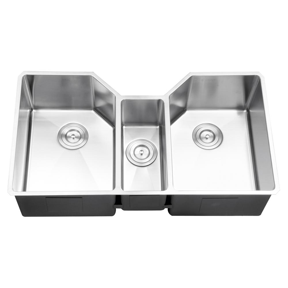 Ruvati 35" Triple Bowl Undermount 16 Gauge Stainless Steel Kitchen Sink. Picture 6