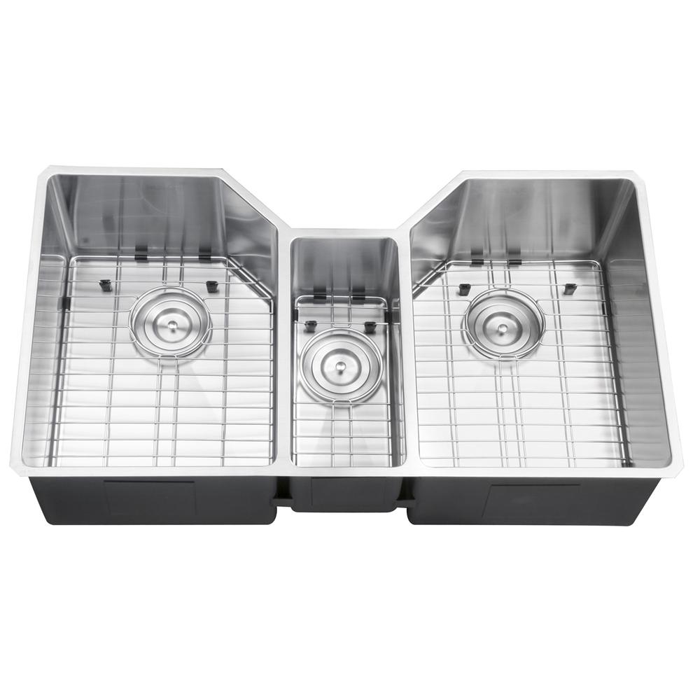 Ruvati 35" Triple Bowl Undermount 16 Gauge Stainless Steel Kitchen Sink. Picture 7