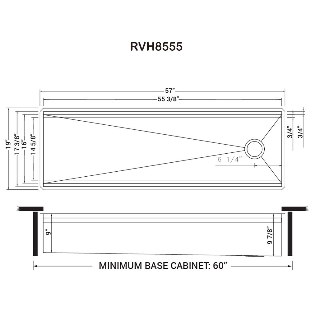Ruvati 57-inch Workstation Two-Tiered Ledge Kitchen Sink Undermount 16 Gauge. Picture 30