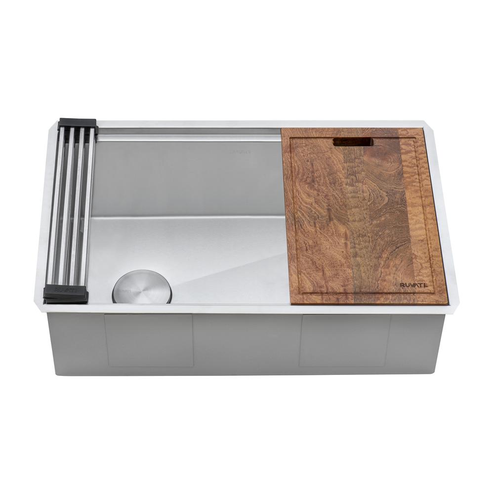 Ruvati 27-inch Slope Bottom Offset Drain Undermount 16 Gauge Kitchen Sink. Picture 2