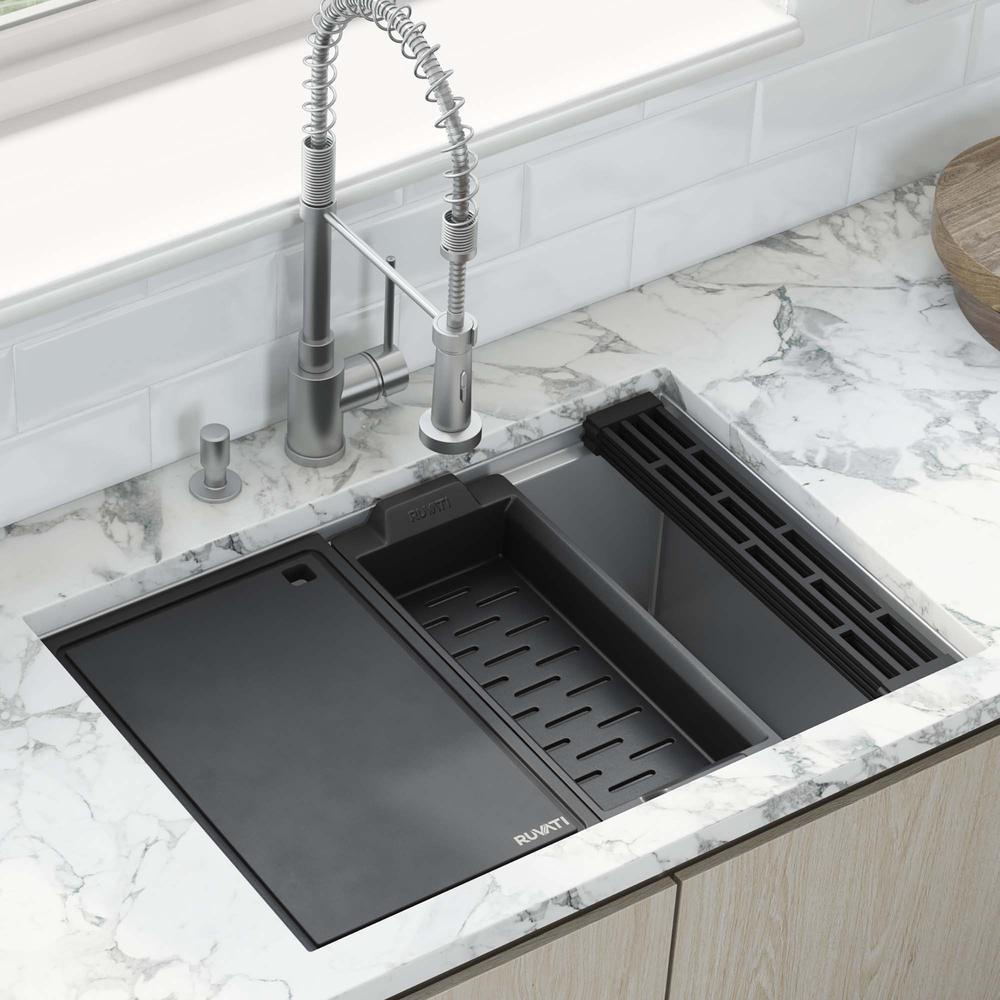 Ruvati 27-inch Slope Bottom Offset Drain Undermount 16 Gauge Kitchen Sink. Picture 21