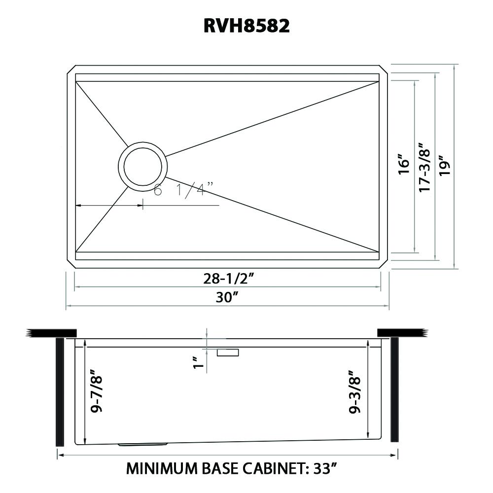 Ruvati 30-inch Slope Bottom Offset Drain Undermount 16 Gauge Kitchen Sink. Picture 7