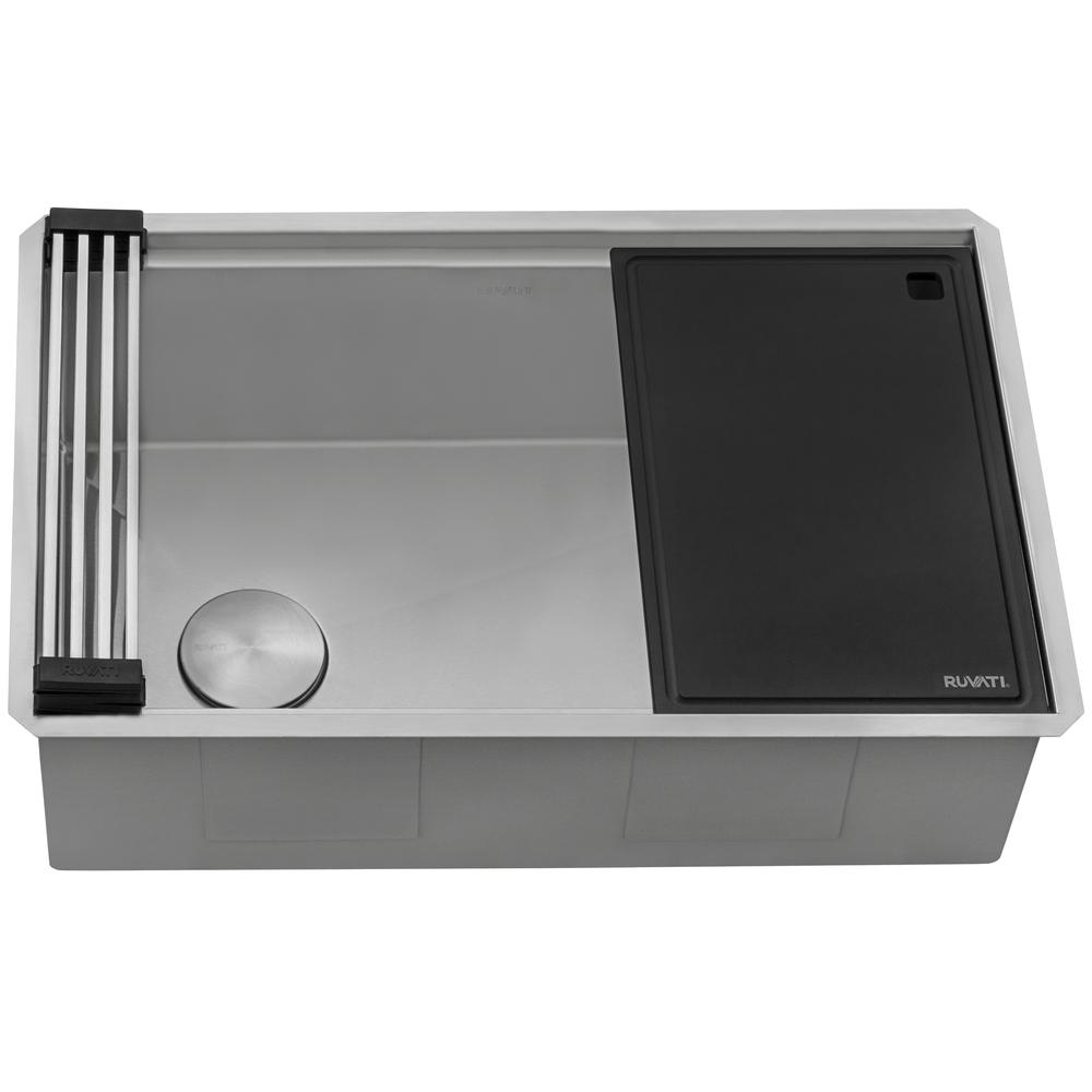 Ruvati 30-inch Slope Bottom Offset Drain Undermount 16 Gauge Kitchen Sink. Picture 2