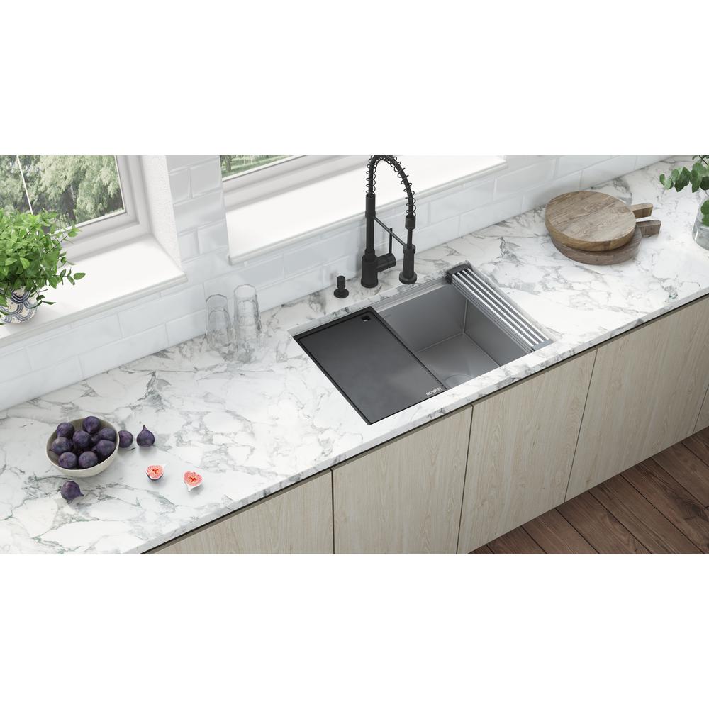 Ruvati 33-inch Slope Bottom Offset Drain Undermount 16 Gauge Kitchen Sink. Picture 9