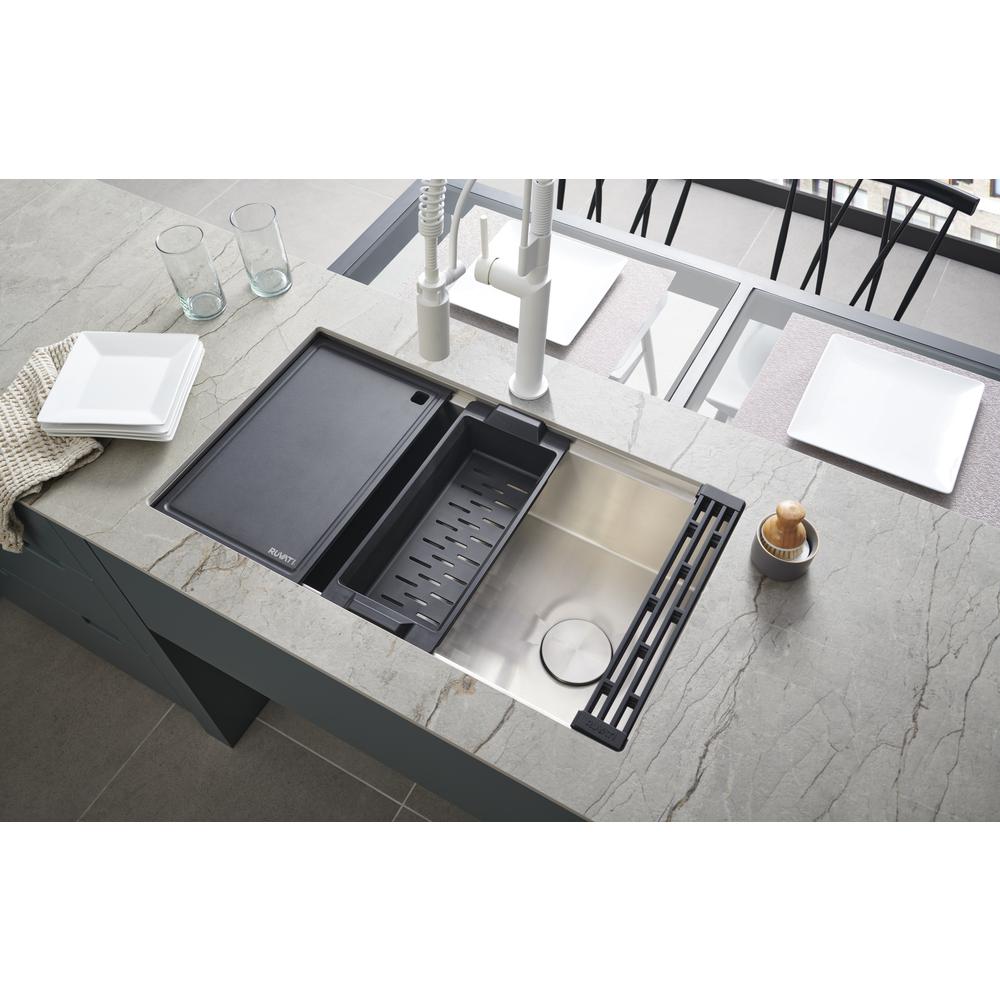 Ruvati 33-inch Slope Bottom Offset Drain Undermount 16 Gauge Kitchen Sink. Picture 20