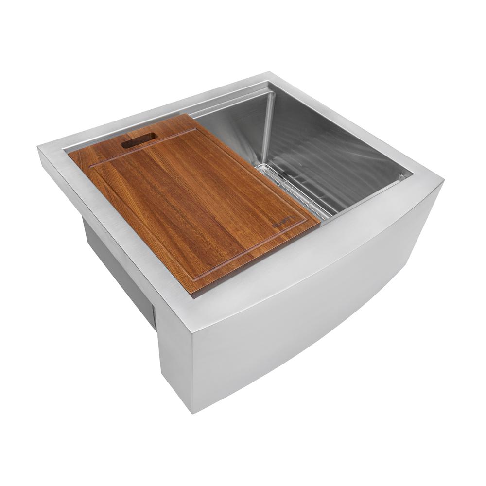 Ruvati 24-inch Apron-front Workstation Kitchen Sink 16 Gauge Single Bowl. Picture 1