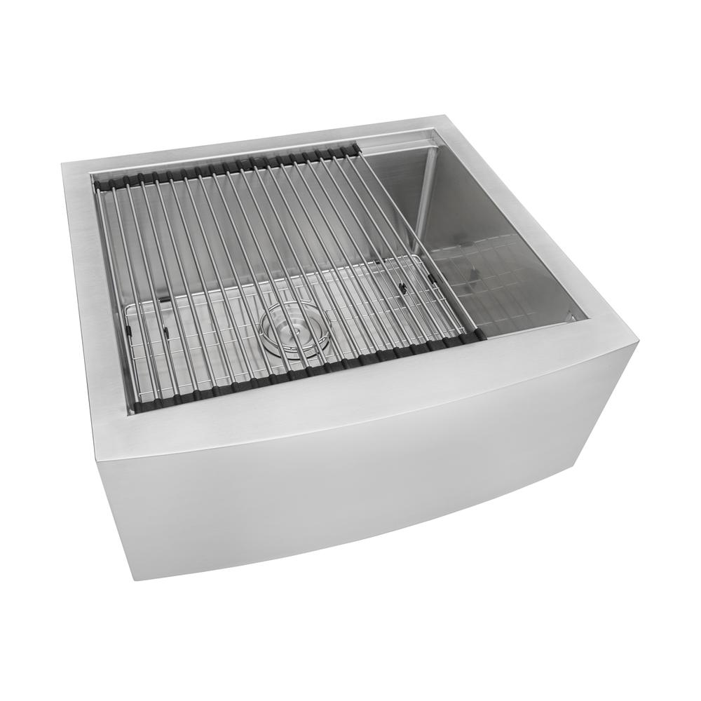 Ruvati 24-inch Apron-front Workstation Kitchen Sink 16 Gauge Single Bowl. Picture 3