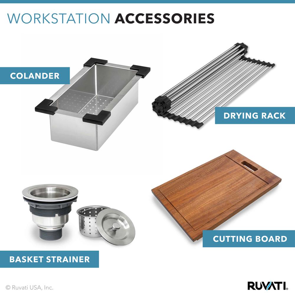 Ruvati 27-inch Apron-front Workstation Kitchen Sink 16 Gauge Single Bowl. Picture 15