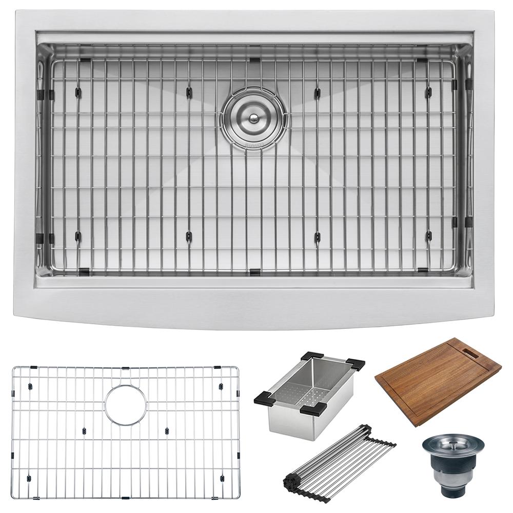 Ruvati 27-inch Apron-front Workstation Kitchen Sink 16 Gauge Single Bowl. Picture 10