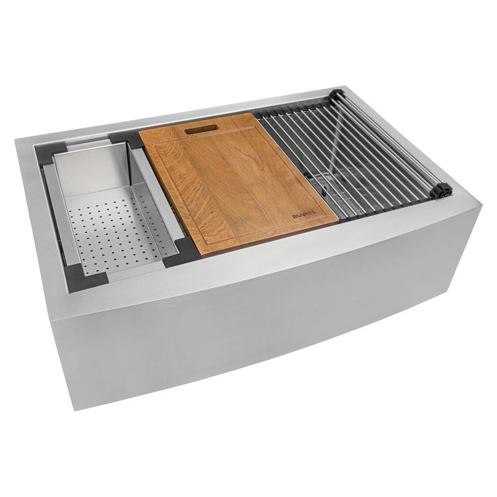 Ruvati 27-inch Apron-front Workstation Kitchen Sink 16 Gauge Single Bowl. Picture 1