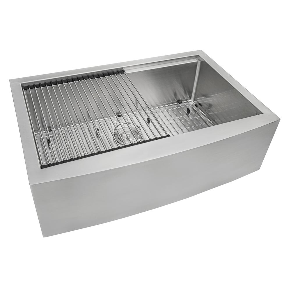 Ruvati 27-inch Apron-front Workstation Kitchen Sink 16 Gauge Single Bowl. Picture 3