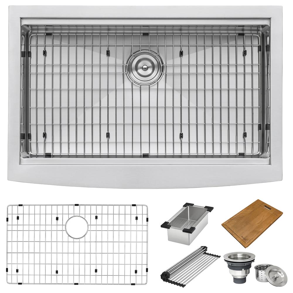 Ruvati 27-inch Apron-front Workstation Kitchen Sink 16 Gauge Single Bowl. Picture 11
