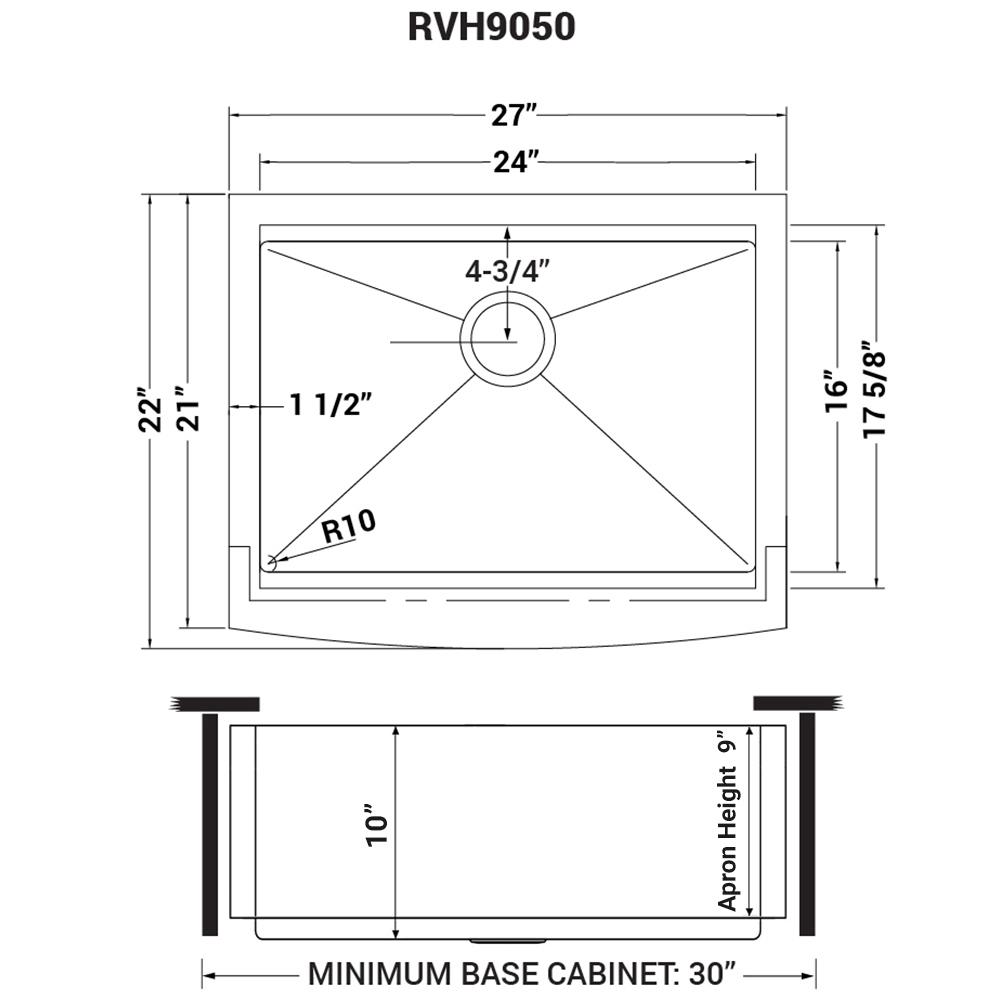 Ruvati 27-inch Apron-front Workstation Kitchen Sink 16 Gauge Single Bowl. Picture 13