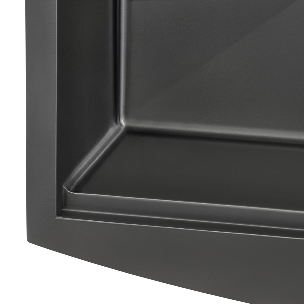 30in Gunmetal Black Workstation Apron-Front Stainless Steel Kitchen Sink. Picture 7
