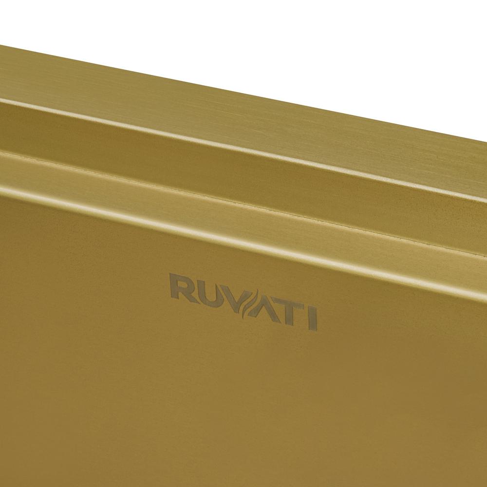 30in Matte Gold Workstation Apron-Front Brass Tone Stainless Steel Kitchen Sink. Picture 5