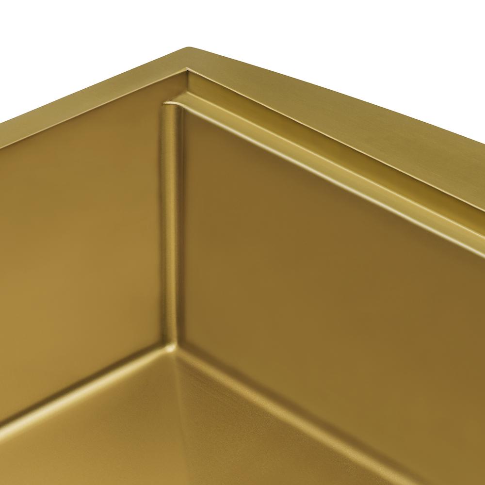 30in Matte Gold Workstation Apron-Front Brass Tone Stainless Steel Kitchen Sink. Picture 6