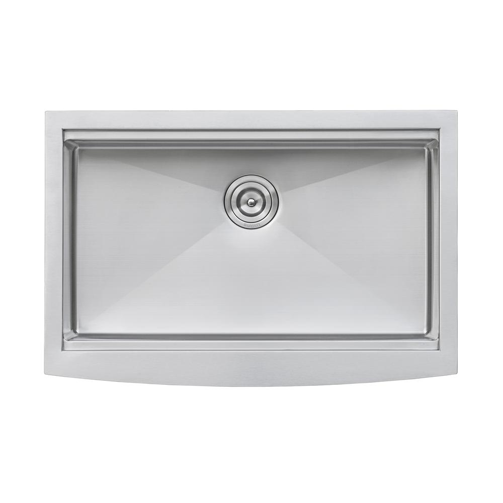 Ruvati 33-in Apron-front Workstation Farmhouse Kitchen Sink 16 Gauge Single Bowl. Picture 3